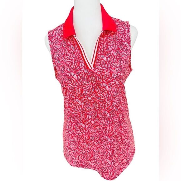 Tommy Bahama Racquet and Paddle red and white v neck sleeveless top size M. - Picture 1 of 8